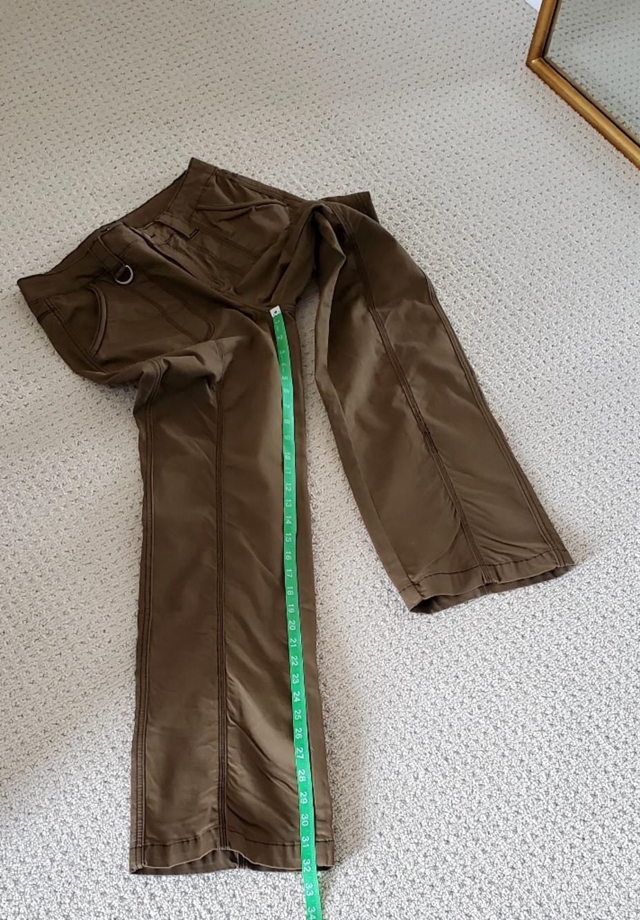 Flamingals Mid-Rise Straight Leg Cargo Exposed Stitch Pants, Brown Med - Picture 13 of 13